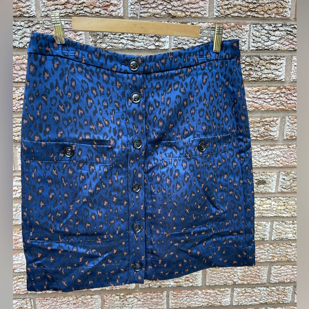 Blue Leopard Print Mini Skirt